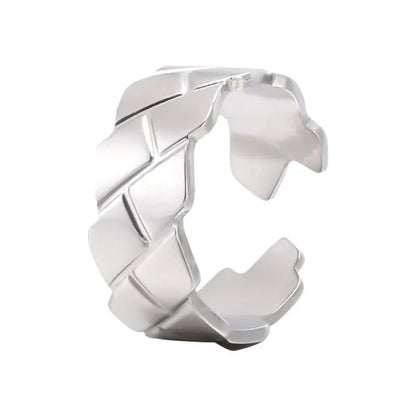 Simple Style Plaid Stainless Steel Open Ring 1 Piece