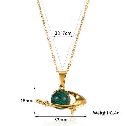 Simple Style Planet Alloy Turquoise Plating Inlay Turquoise 18K Gold Plated Women'S Pendant Necklace