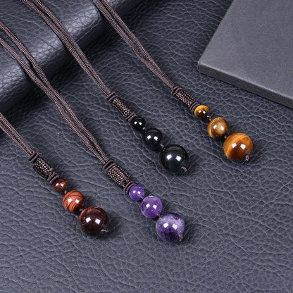 Simple Style Printing Natural Stone Pendant Necklace