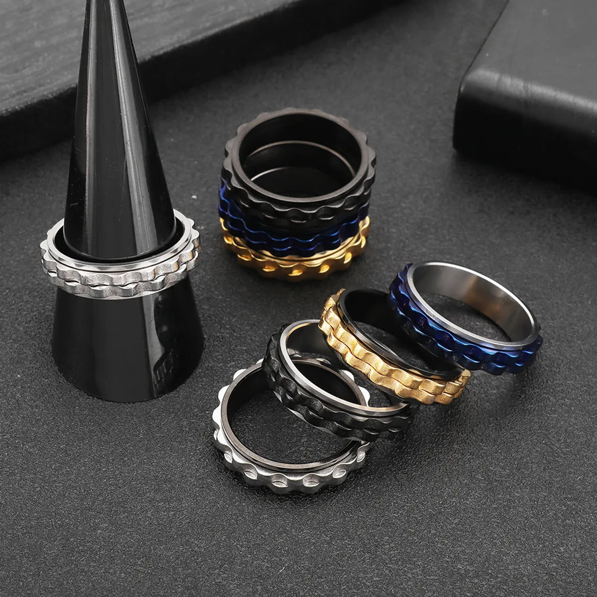 Wholesale Jewelry Simple Style Printing 304 Stainless Steel Gold Plated Plating Rings