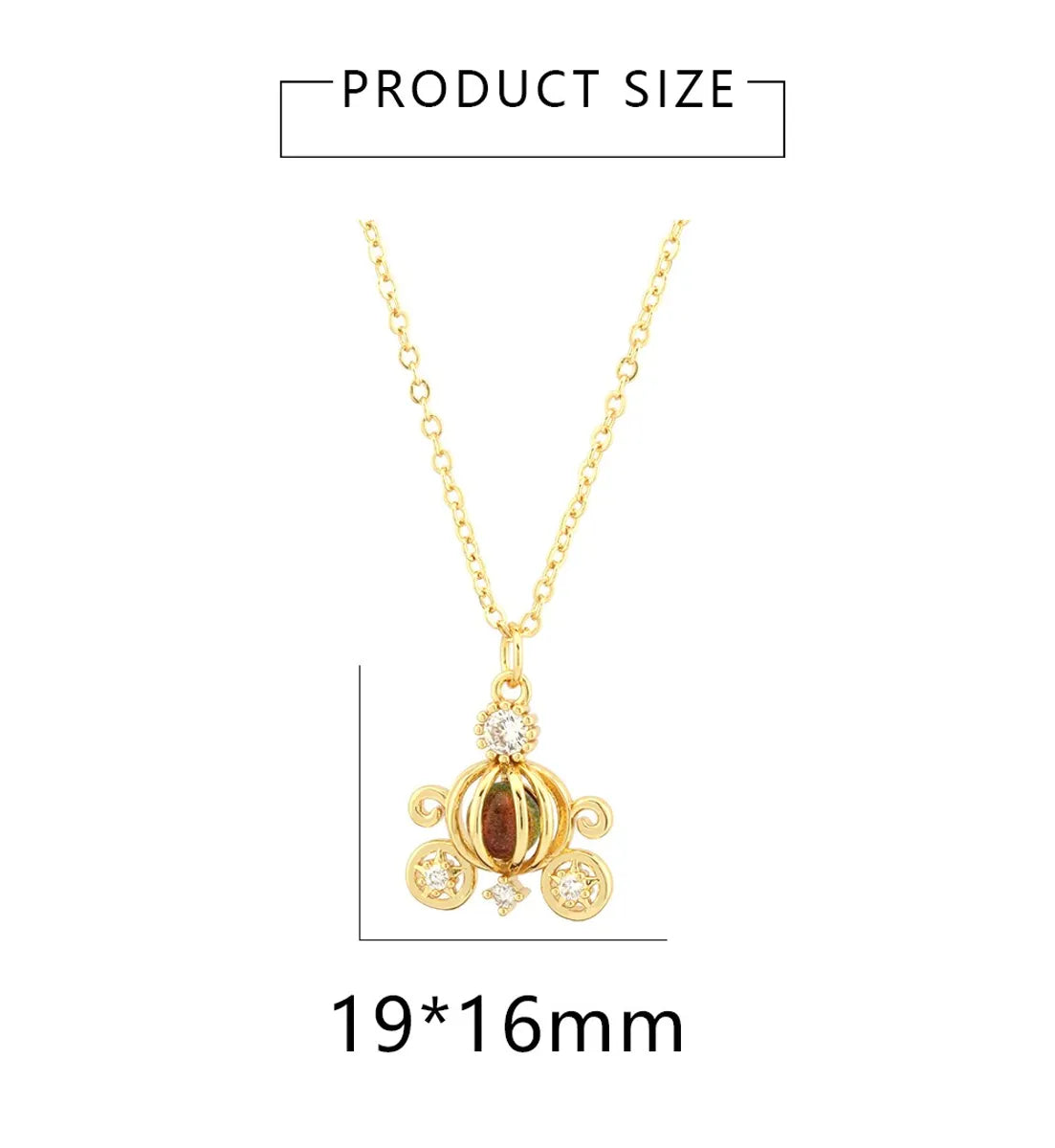 Simple Style Pumpkin Car Copper 18k Gold Plated Crystal Zircon Pendant Necklace In Bulk