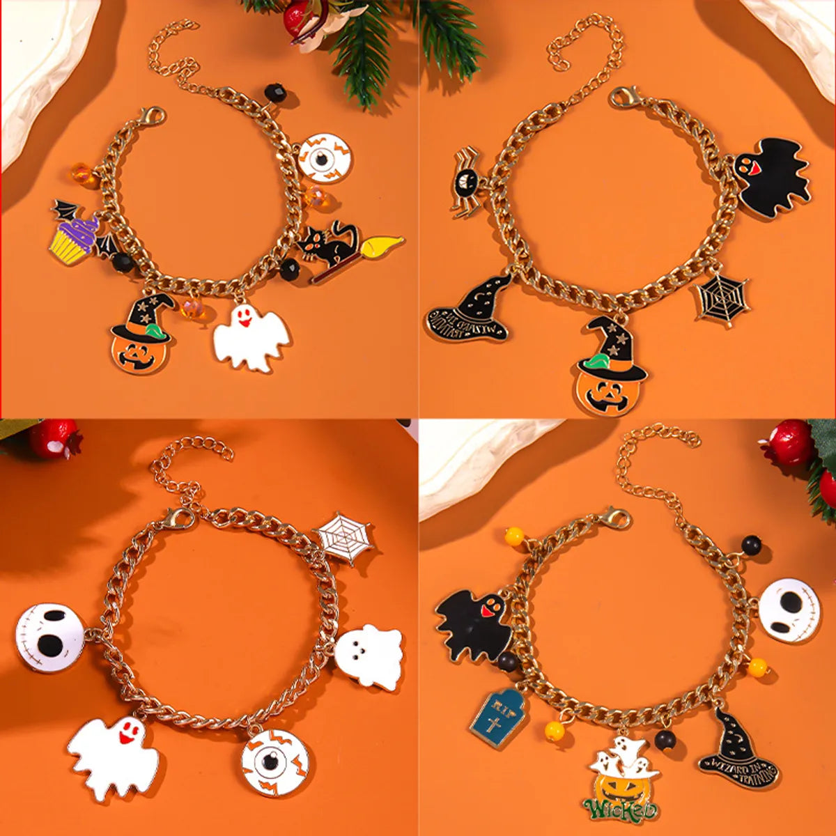 Simple Style Pumpkin Cat Alloy Wholesale Bracelets