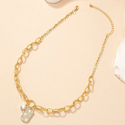 Simple Style Quadrilateral Rhinestones Alloy Wholesale Pendant Necklace