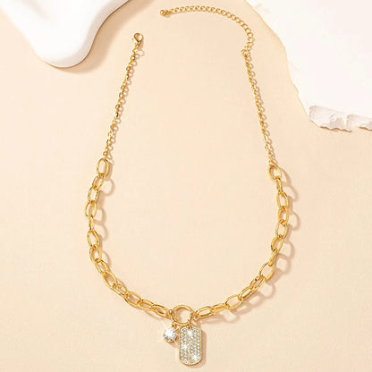 Simple Style Quadrilateral Rhinestones Alloy Wholesale Pendant Necklace