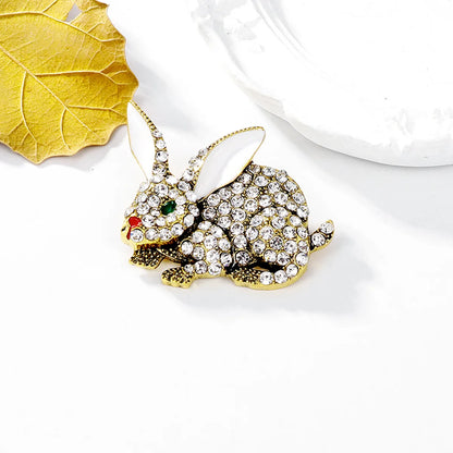 Simple Style Rabbit Alloy Inlay Rhinestones Unisex Brooches