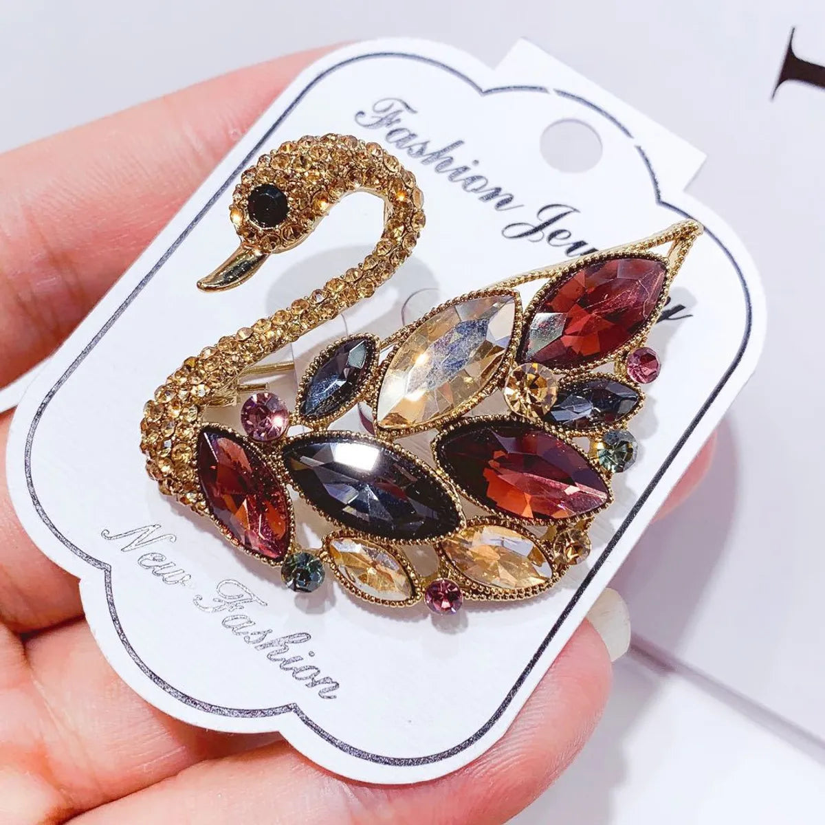 Simple Style Rabbit Swan Butterfly Alloy Plating Hollow Out Inlay Rhinestones Women'S Brooches