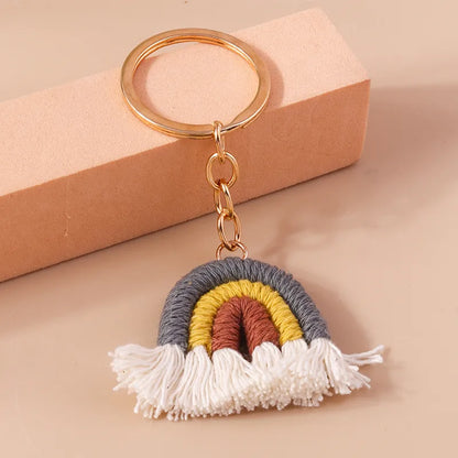 Simple Style Rainbow Fabric Zinc Alloy Keychain