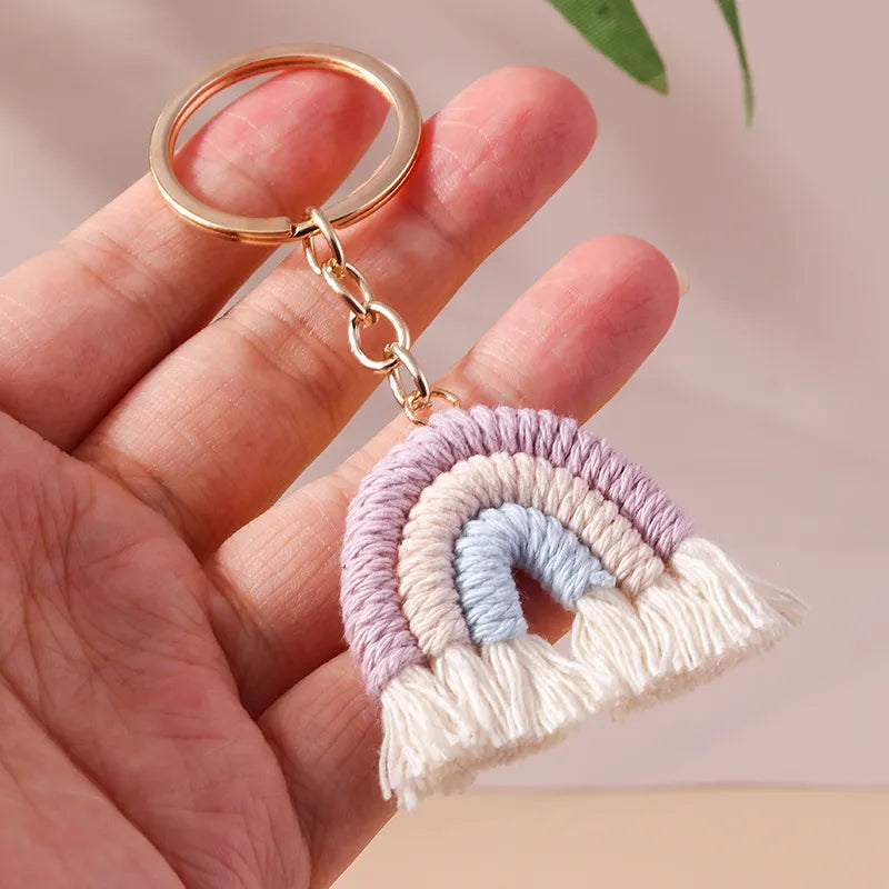 Simple Style Rainbow Fabric Zinc Alloy Keychain