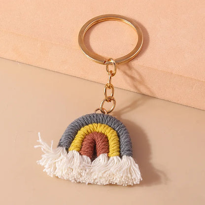 Simple Style Rainbow Fabric Zinc Alloy Keychain