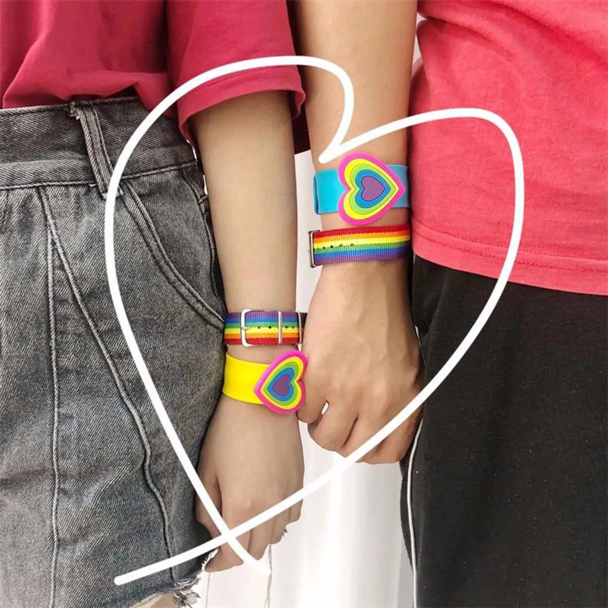 Simple Style Rainbow Textile Unisex Wristband