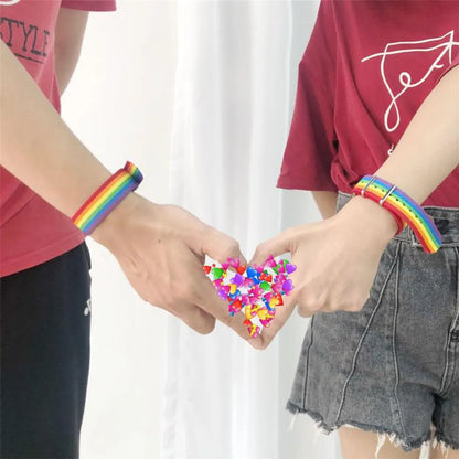 Simple Style Rainbow Textile Unisex Wristband