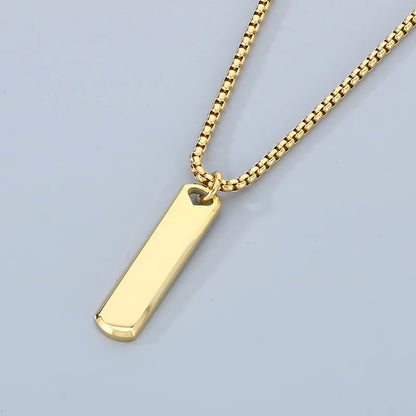 Simple Style Rectangle 304 Stainless Steel 18K Gold Plated Men'S Pendant Necklace