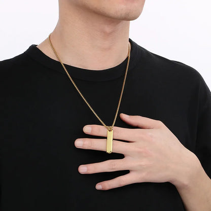 Simple Style Rectangle 304 Stainless Steel 18K Gold Plated Men'S Pendant Necklace