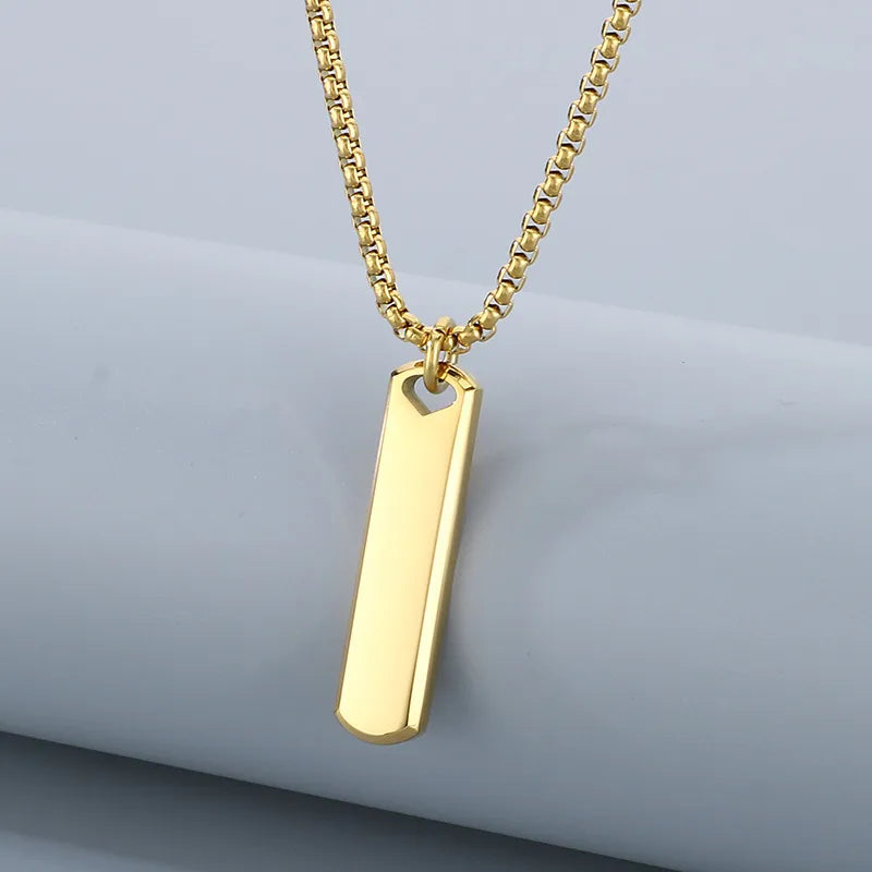 Simple Style Rectangle 304 Stainless Steel 18K Gold Plated Men'S Pendant Necklace