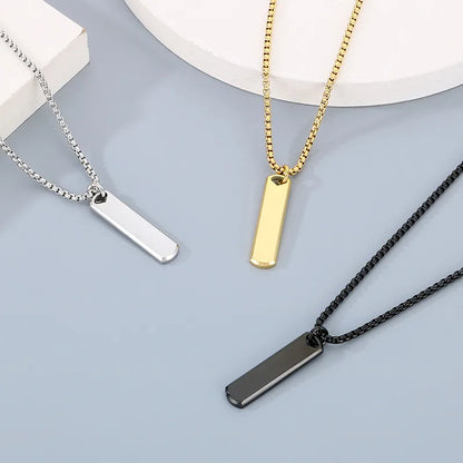 Simple Style Rectangle 304 Stainless Steel 18K Gold Plated Men'S Pendant Necklace