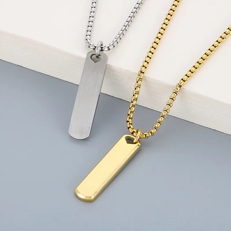 Simple Style Rectangle 304 Stainless Steel 18K Gold Plated Men'S Pendant Necklace