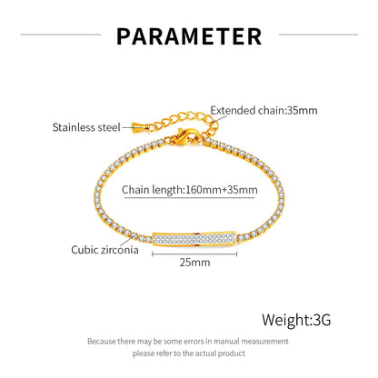 Simple Style Rectangle 304 Stainless Steel Zircon Bracelets In Bulk