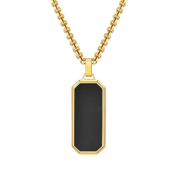 Simple Style Rectangle 304 Stainless Steel Epoxy Plating 18K Gold Plated Men'S Pendant Necklace