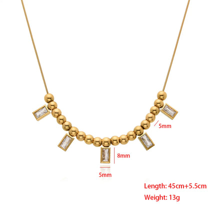 Simple Style Rectangle Stainless Steel Plating Inlay Artificial Gemstones Necklace