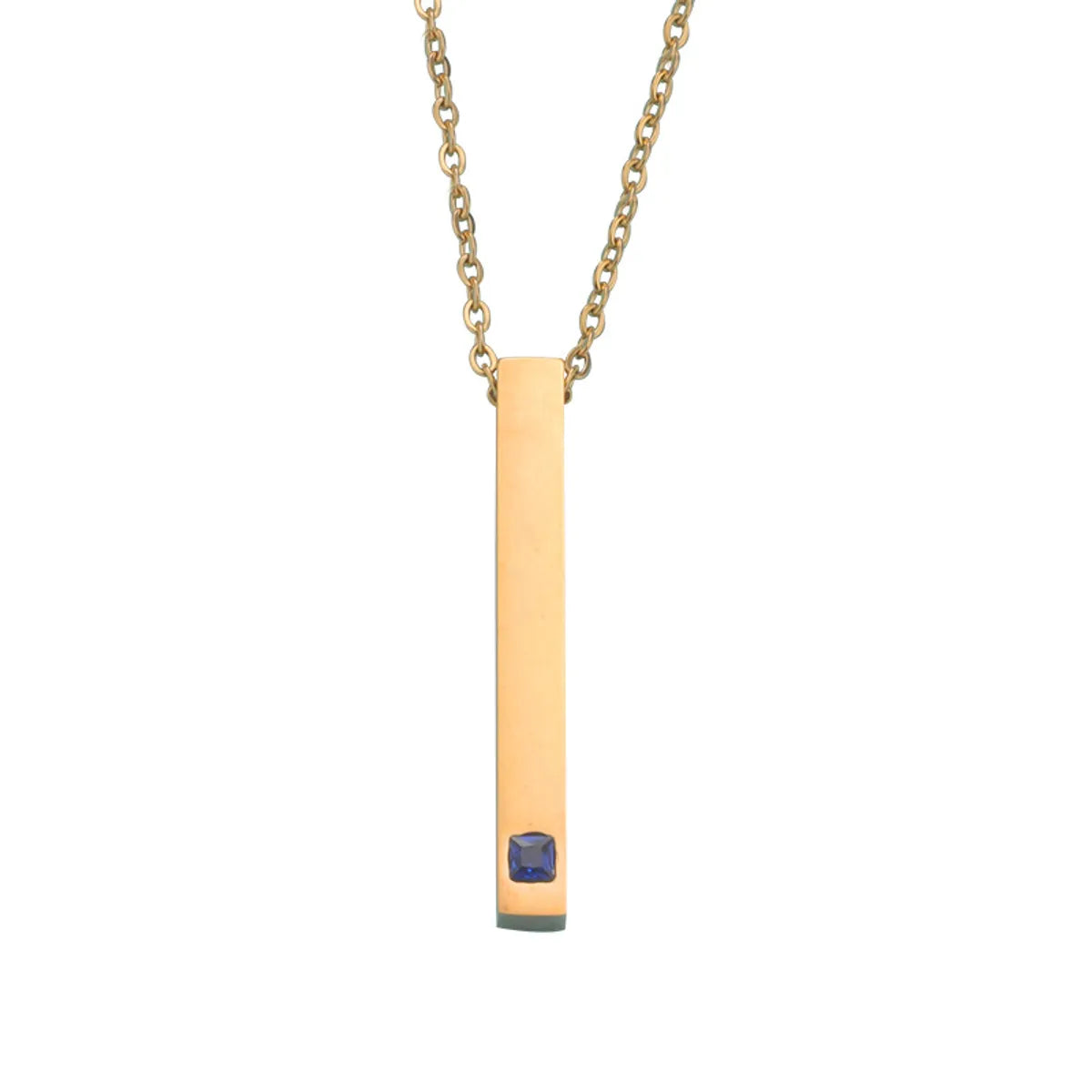 Simple Style Rectangle Stainless Steel Plating Inlay Zircon 18k Gold Plated Rose Gold Plated Pendant Necklace