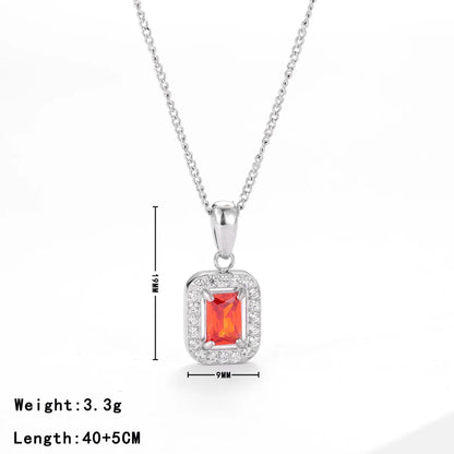 Wholesale Jewelry Simple Style Rectangle 304 Stainless Steel Zircon White Gold Plated Gold Plated Plating Inlay Pendant Necklace