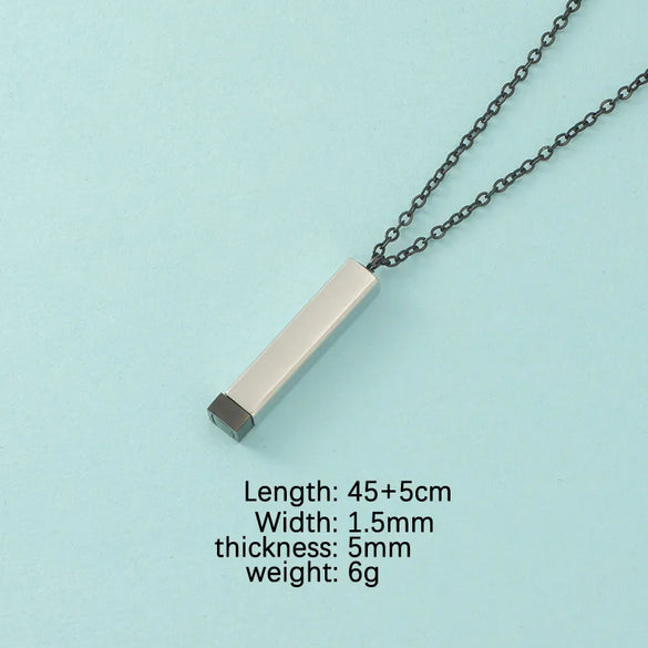 Wholesale Jewelry Simple Style Customization Laser Engraving Rectangle Stainless Steel Plating Pendant Necklace