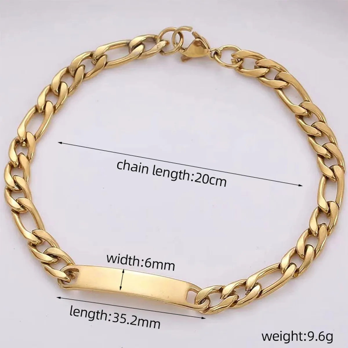 Simple Style Rectangle Stainless Steel Polishing Plating 18k Gold Plated Bracelets