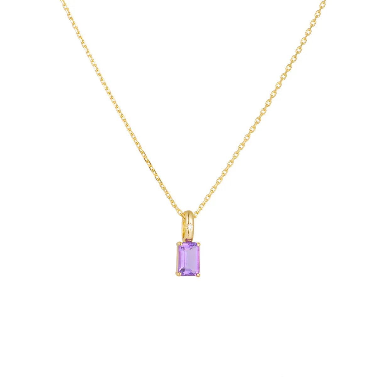 Simple Style Rectangle Sterling Silver Inlay Crystal Pendant Necklace