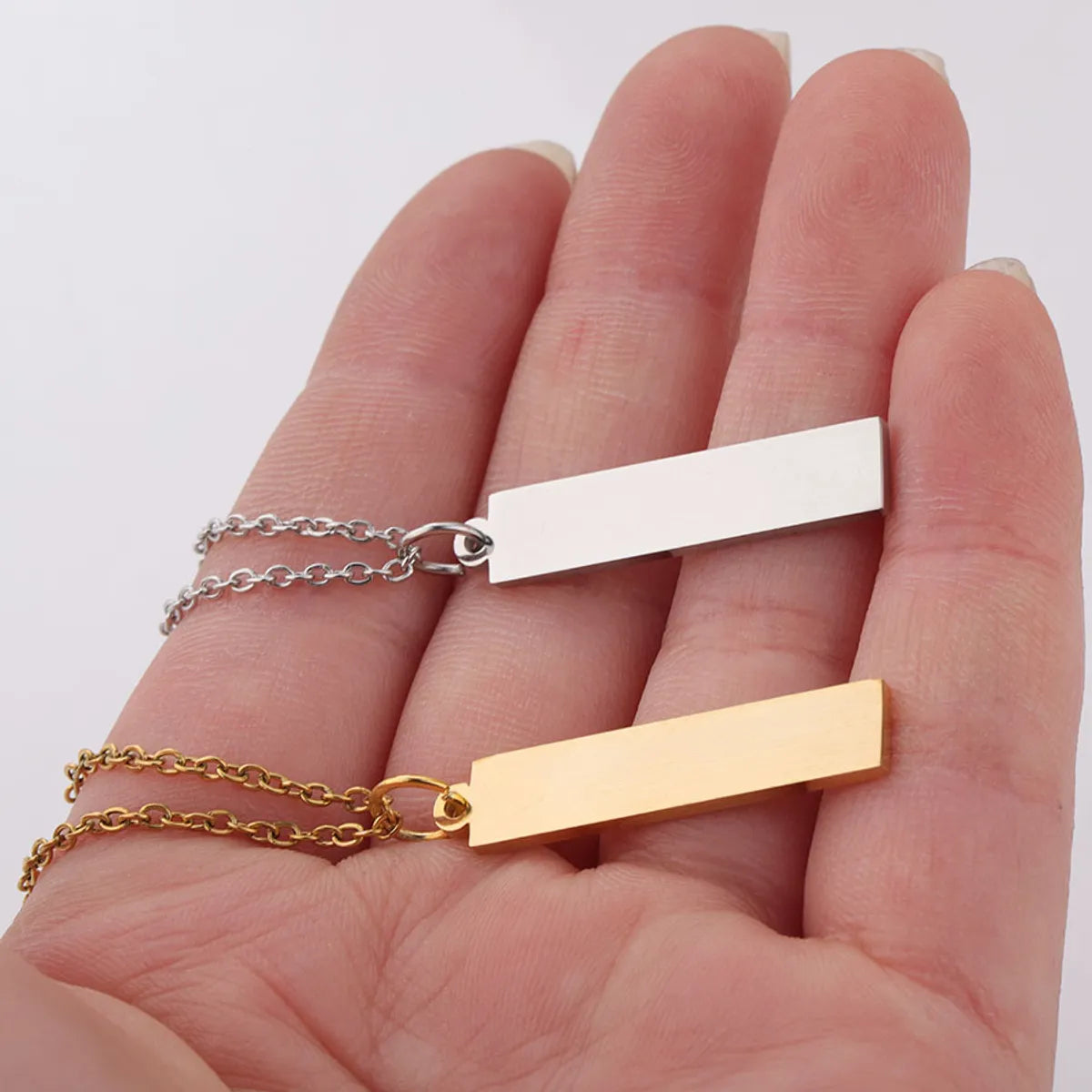 Titanium Steel 18K Gold Plated Simple Style Polishing Plating Rectangle None Pendant Necklace