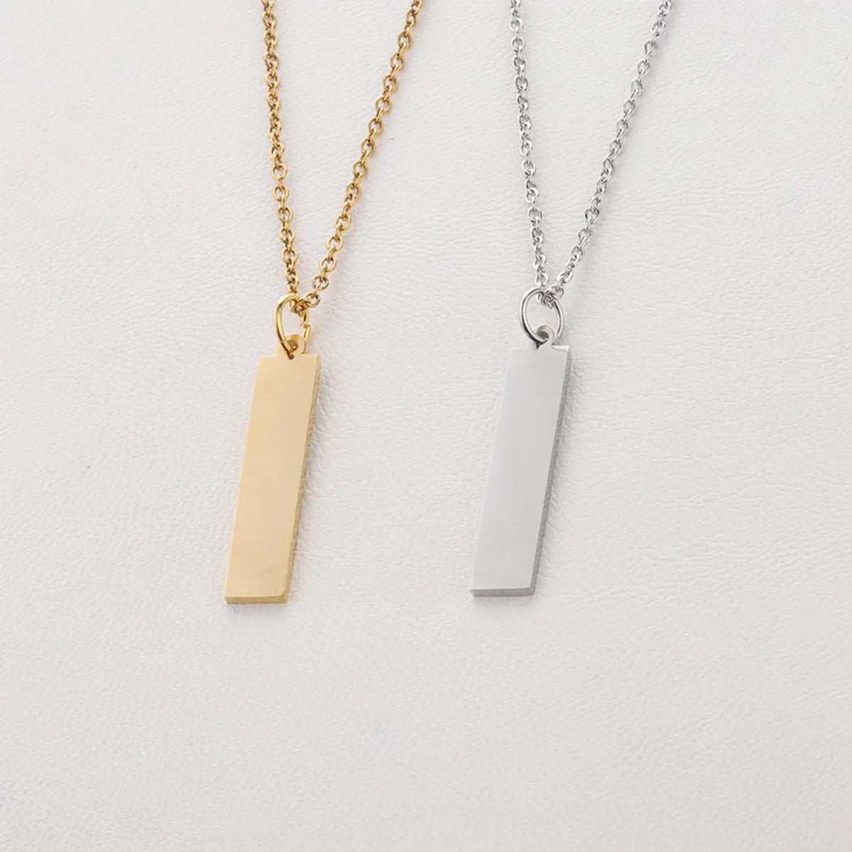 Titanium Steel 18K Gold Plated Simple Style Polishing Plating Rectangle None Pendant Necklace