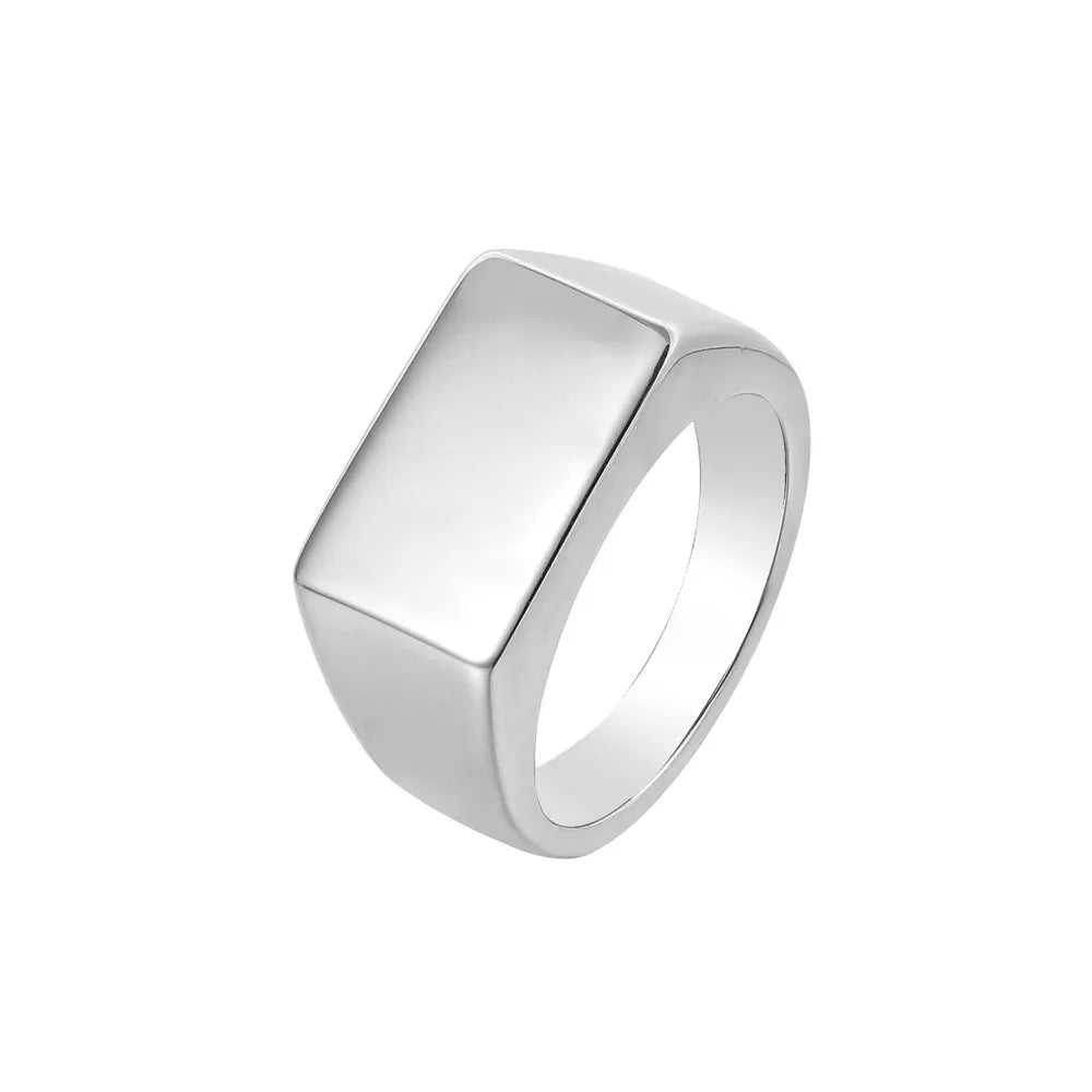 Simple Style Rectangle Titanium Steel Unisex Rings