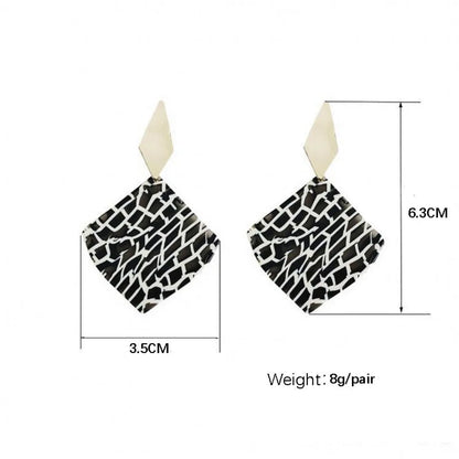 Simple Style Rhombus Leopard Arylic Painted Earrings 1 Pair