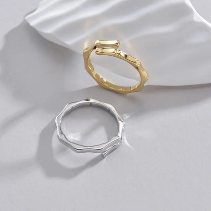 304 Stainless Steel 18K Gold Plated Simple Style Asymmetrical Plating Rhombus Open Rings