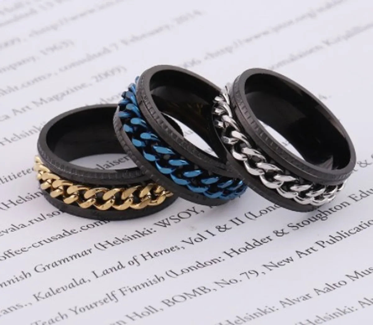 Simple Style Rhombus Stainless Steel Plating Chain Unisex Rings