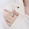 Simple Style Rhombus Sterling Silver Inlay Zircon Open Rings