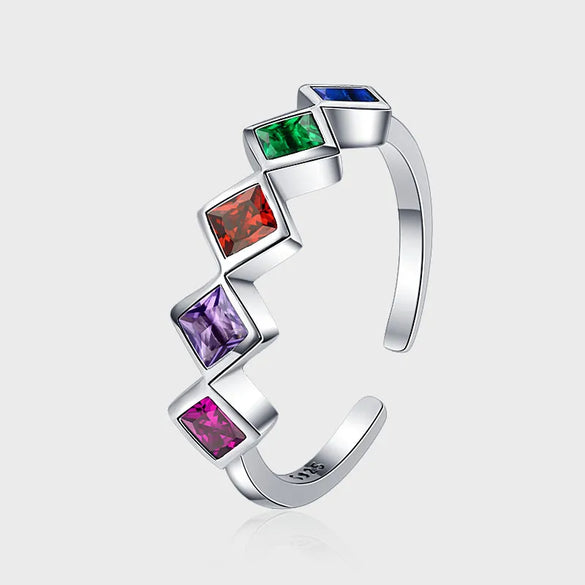 Simple Style Rhombus Sterling Silver Inlay Zircon Open Rings