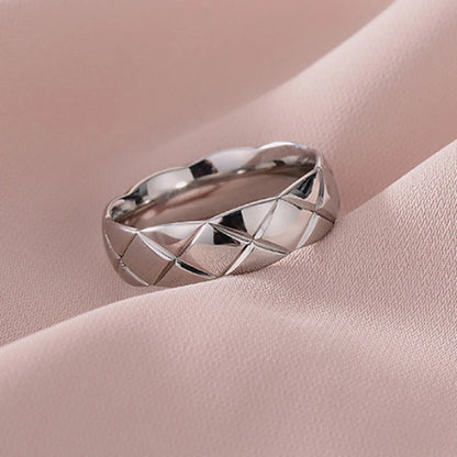 Simple Style Rhombus Titanium Steel Rings 1 Piece