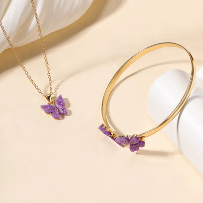 Simple Style Roman Style British Style Butterfly Alloy Women's Rings Bracelets Necklace