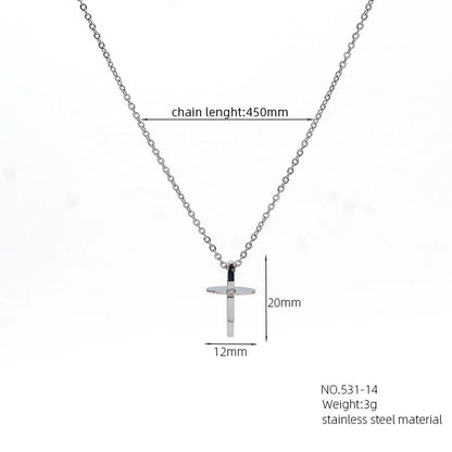 Simple Style Roman Style Cross Rhinestones 304 Stainless Steel Carbon Fiber Microfiber Wholesale Pendant Necklace