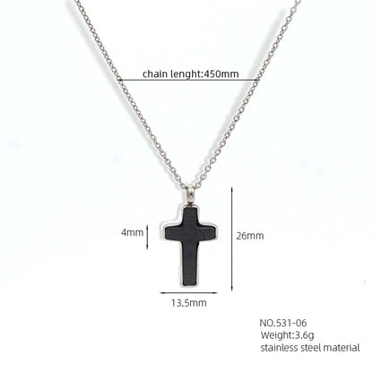 Simple Style Roman Style Cross Rhinestones 304 Stainless Steel Carbon Fiber Microfiber Wholesale Pendant Necklace