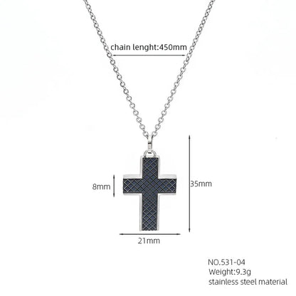 Simple Style Roman Style Cross Rhinestones 304 Stainless Steel Carbon Fiber Microfiber Wholesale Pendant Necklace