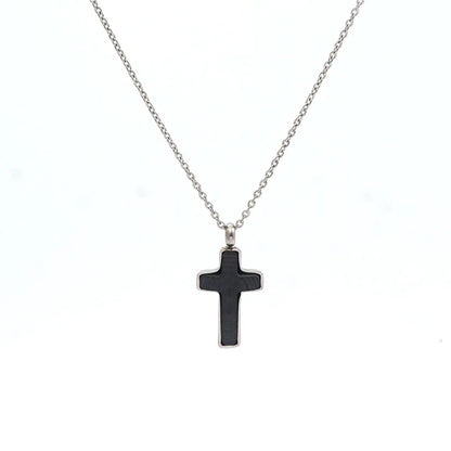 Simple Style Roman Style Cross Rhinestones 304 Stainless Steel Carbon Fiber Microfiber Wholesale Pendant Necklace