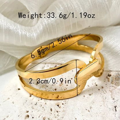 Simple Style Roman Style Oval Solid Color Stainless Steel Plating Gold Plated Bangle