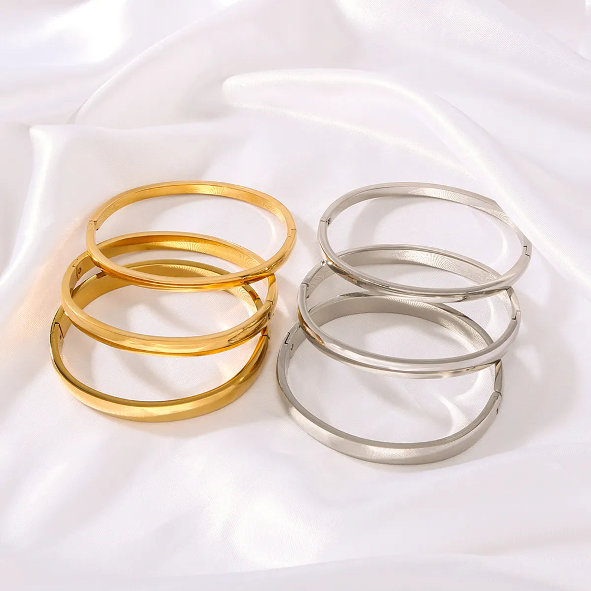 Simple Style Round 304 Stainless Steel 18K Gold Plated Bangle In Bulk