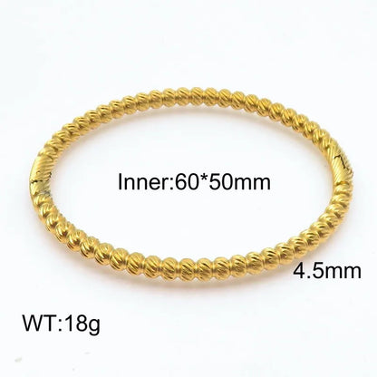 Simple Style Round 304 Stainless Steel 18K Gold Plated Bangle In Bulk