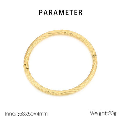 Simple Style Round 304 Stainless Steel 18K Gold Plated Bangle In Bulk