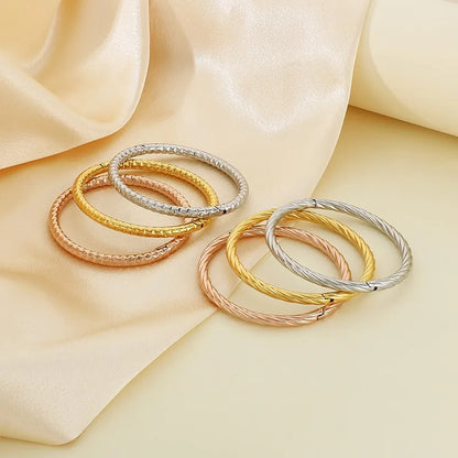 Simple Style Round 304 Stainless Steel 18K Gold Plated Bangle In Bulk