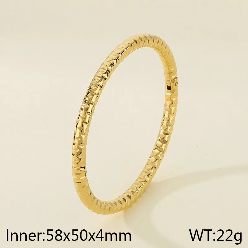 Simple Style Round 304 Stainless Steel 18K Gold Plated Bangle In Bulk