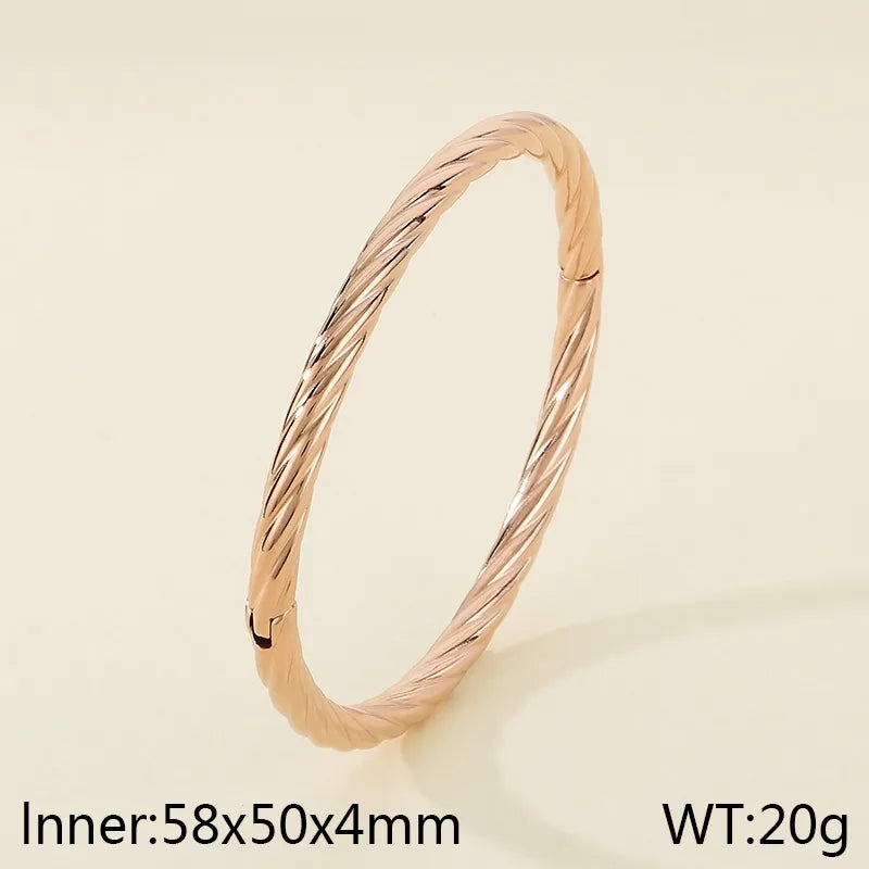 Simple Style Round 304 Stainless Steel 18K Gold Plated Bangle In Bulk