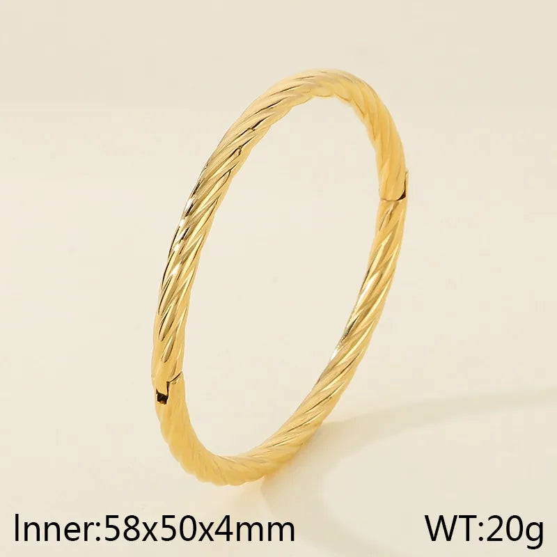 Simple Style Round 304 Stainless Steel 18K Gold Plated Bangle In Bulk